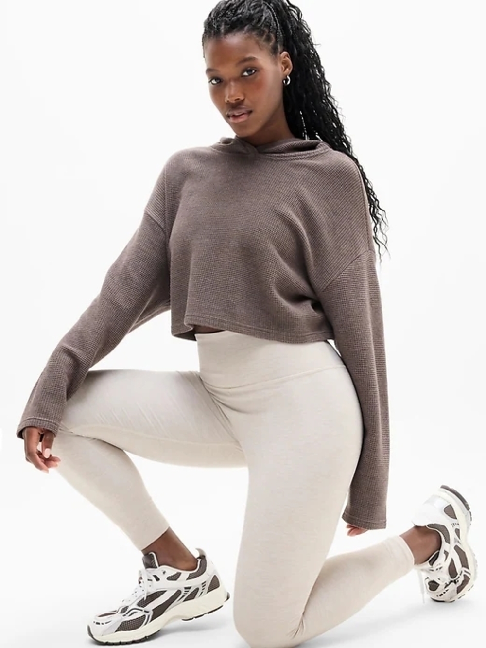 EUC- Elation Ultra High Rise SoftLuxe Cream Heather Legging Women's Size Medium